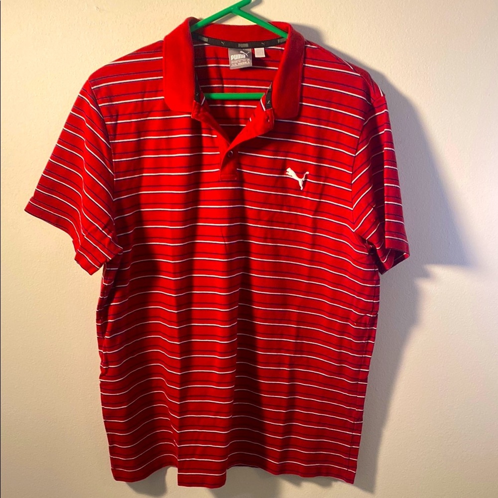 Men's Red Striped Polo Shirt